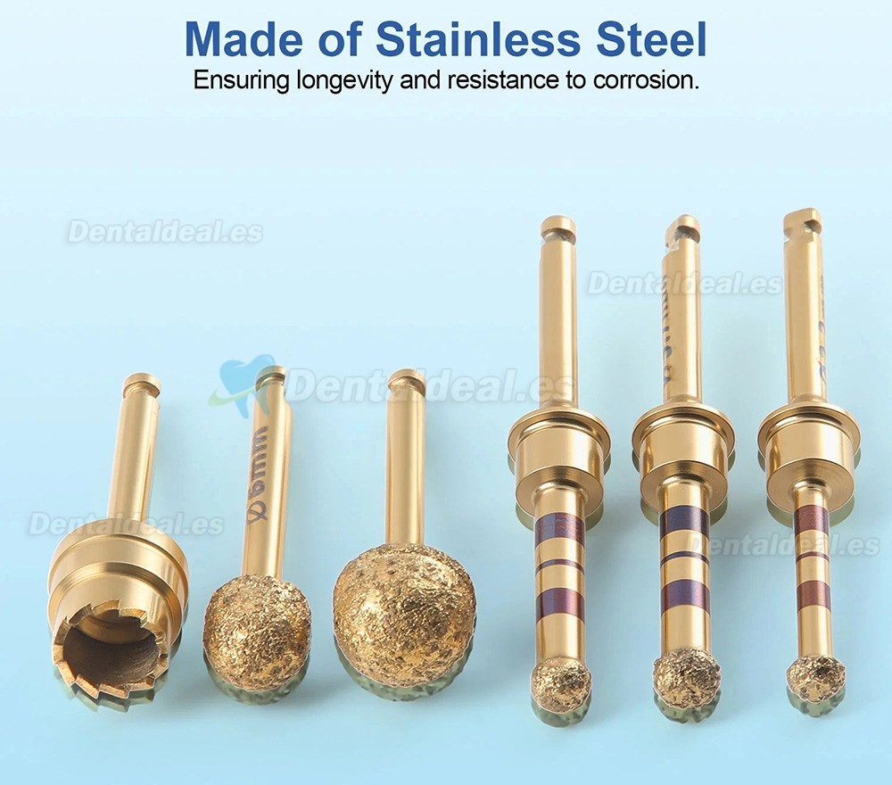 Kit 6 Piezas Fresas Diamantadas para Elevaci&oacute;n de Seno Maxilar Implantes Dentales